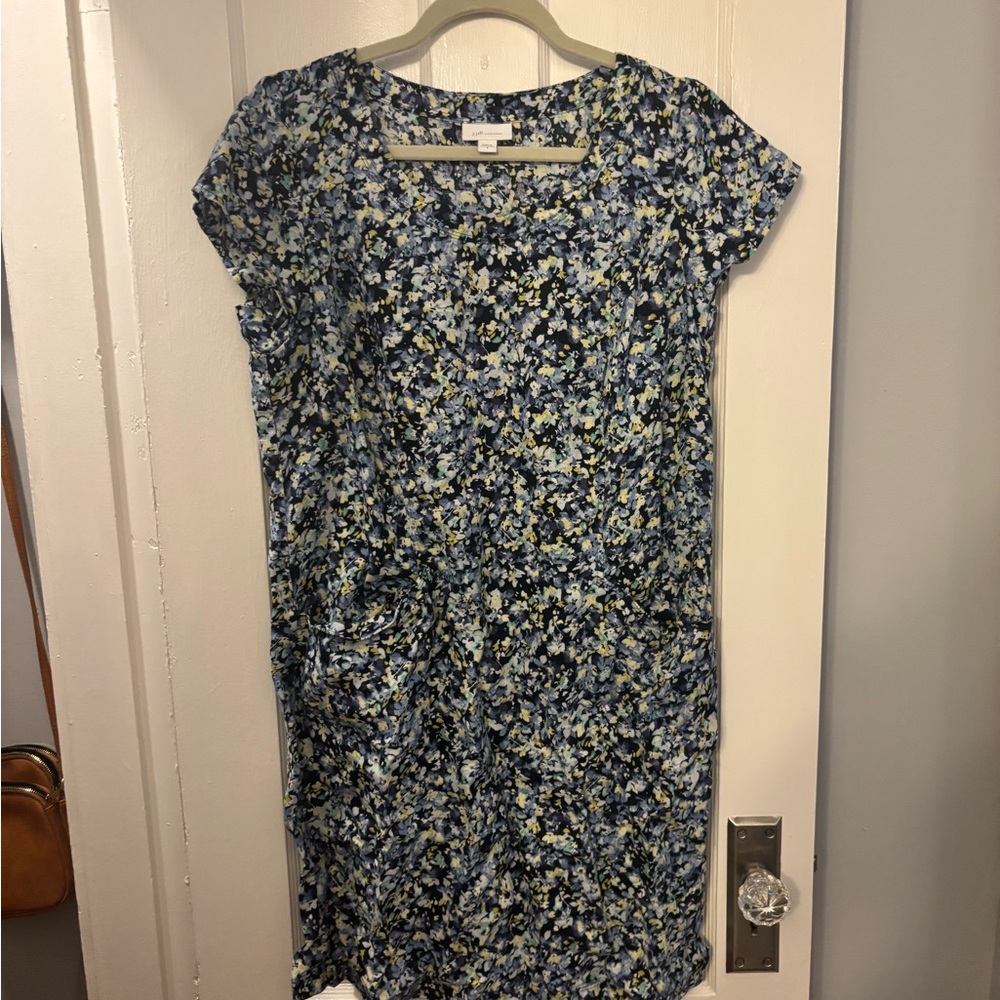 100% linen Floral Blue Dress